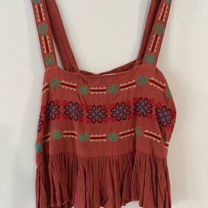 American Eagle Button Strap Boho Tank Flowy Top